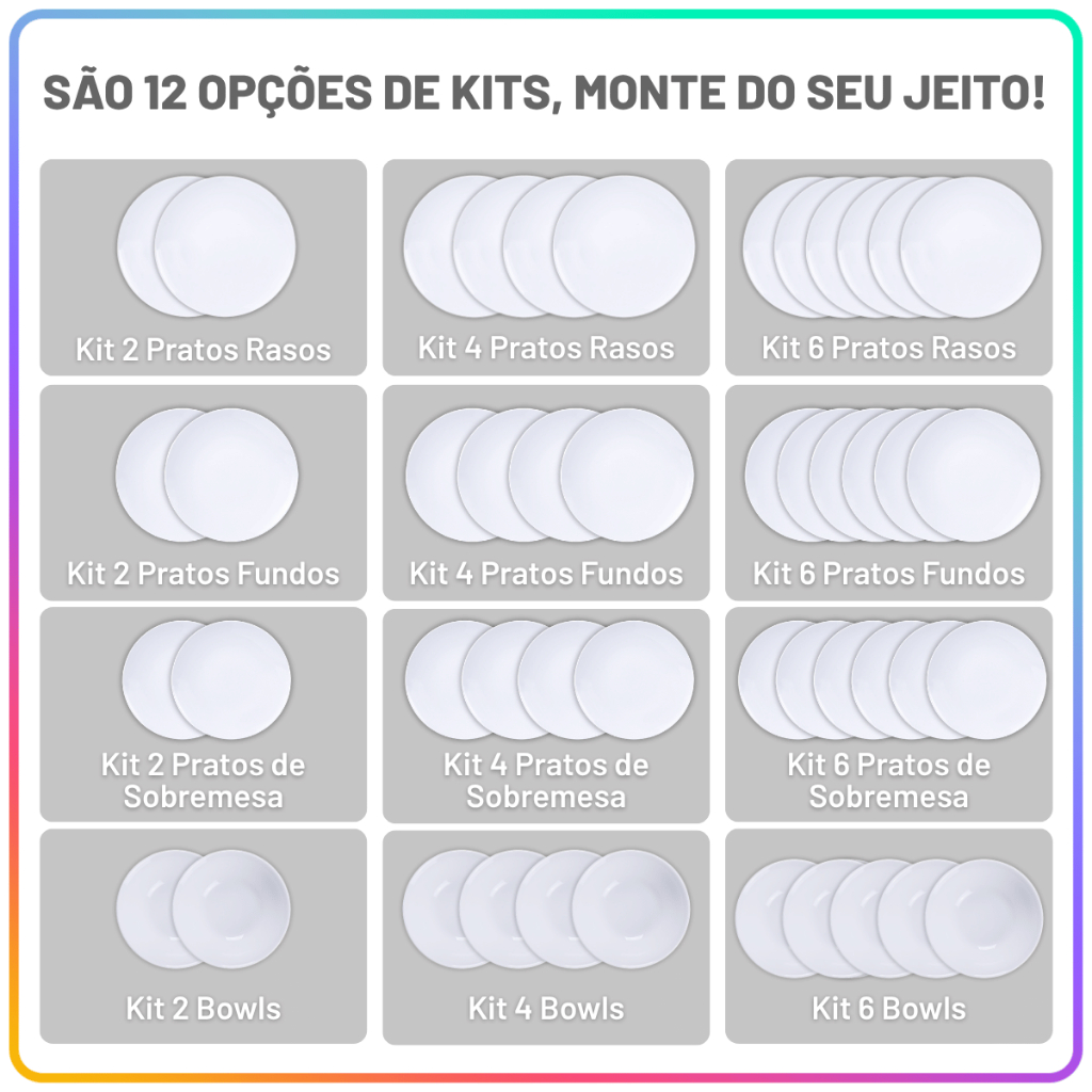 Jogo de Pratos Jantar Leonora Tramontina Porcelana Conjunto de Pratos Raso, Bowl, Tigela, Fundo e Sobremesa Kits · foto 2