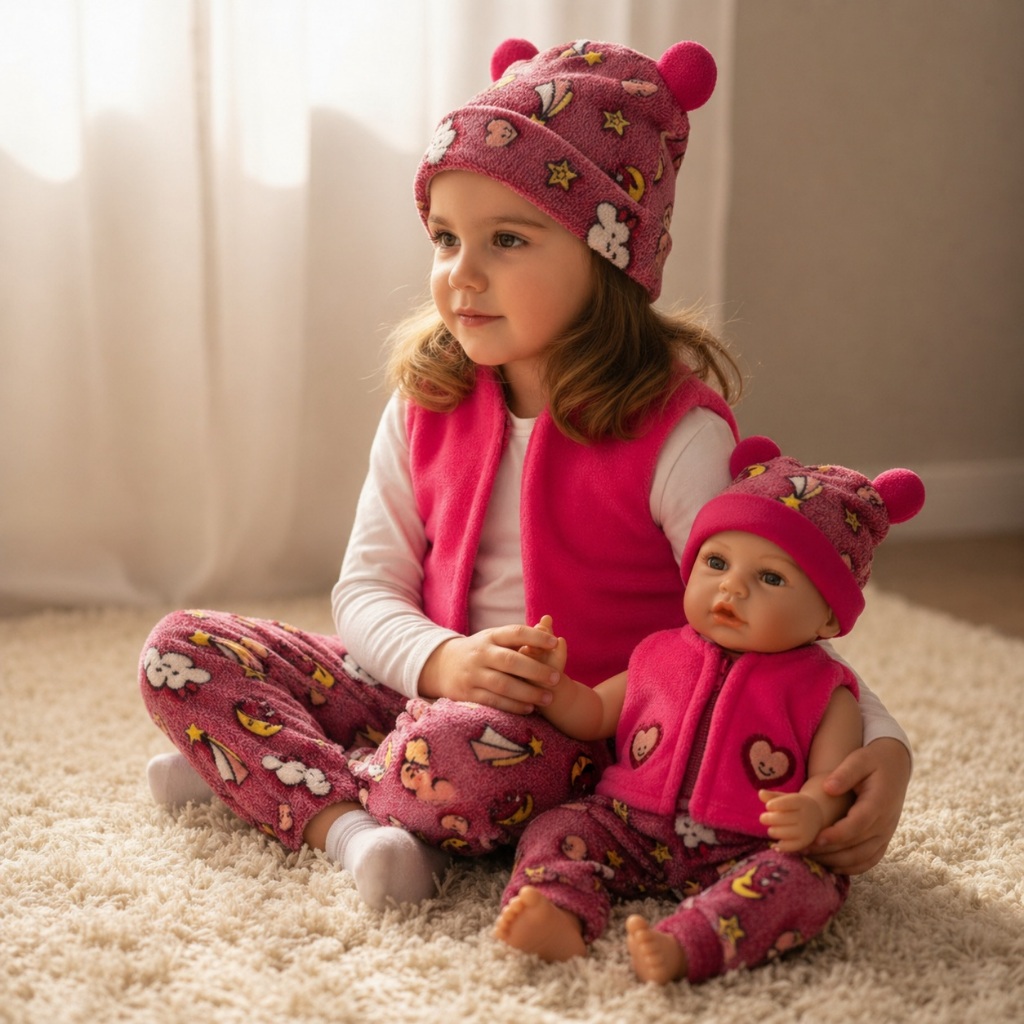 Conjunto Mãe e Filha Boneca Mamãe Reborn – Brilha no Escuro! - Veste de 4 a 6 anos