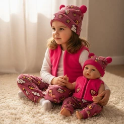 Conjunto Mãe e Filha Boneca Mamãe Reborn – Brilha no Escuro! - Veste de 4 a 6 anos