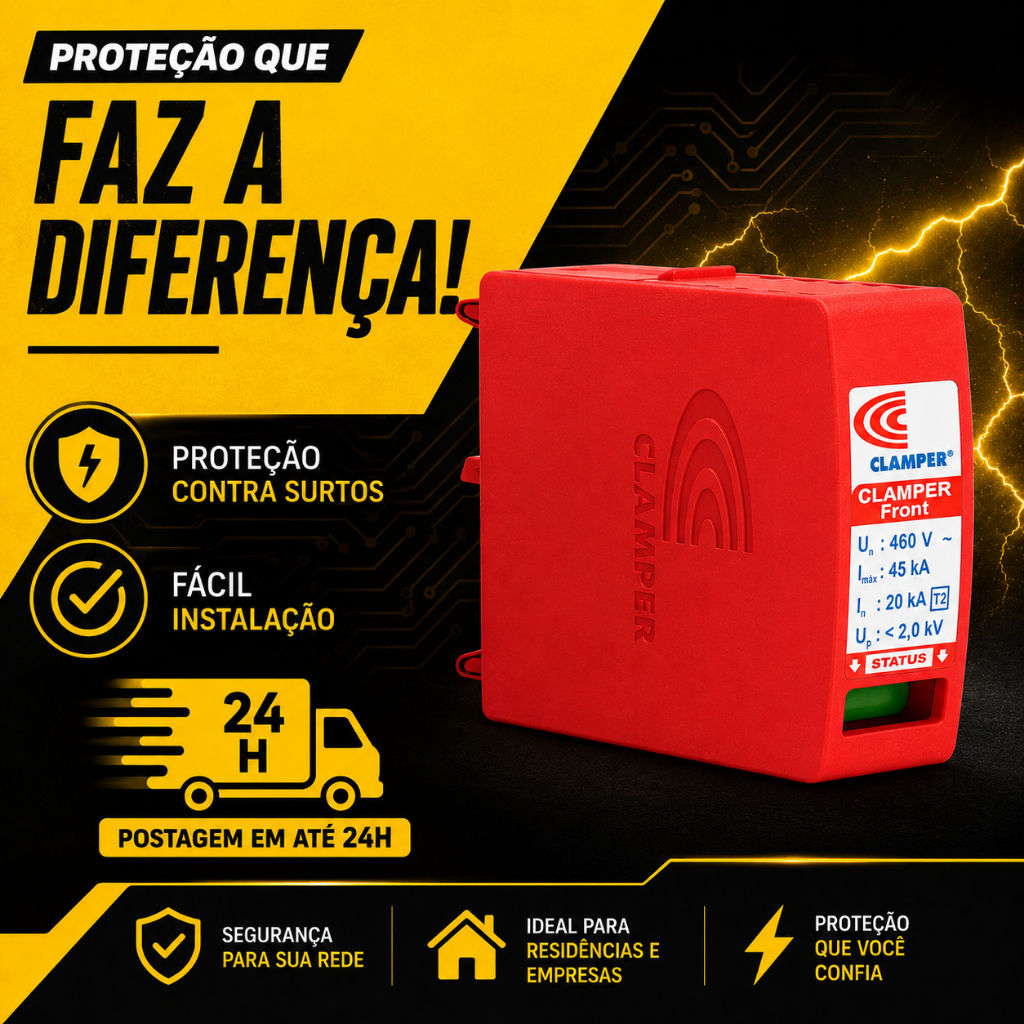 Protetor contra surtos (DPS) para quadros elétricos - CLAMPER Front 45kA - Plugue