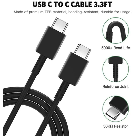 Cabo de Carregamento e Dados Turbo Compatível Para Smartphone USB-C x USB-C 1 Metro
