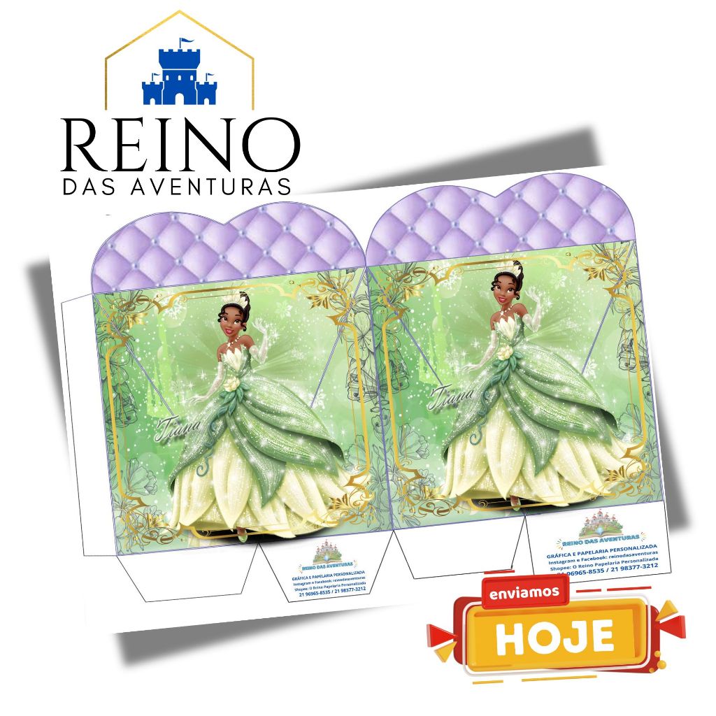 SEM NOME | Envio 12h PRINCESA TIANA 20 Caixas Coração Lembrancinha Personalizada | Alta Qualidade
