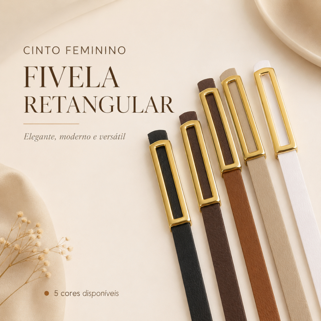 Kit  Cintos Femininos Luxo Fivela Dourada Retangular Moda Executiva Festa Blogueira Envio Rápido Cinto Estreito Social
