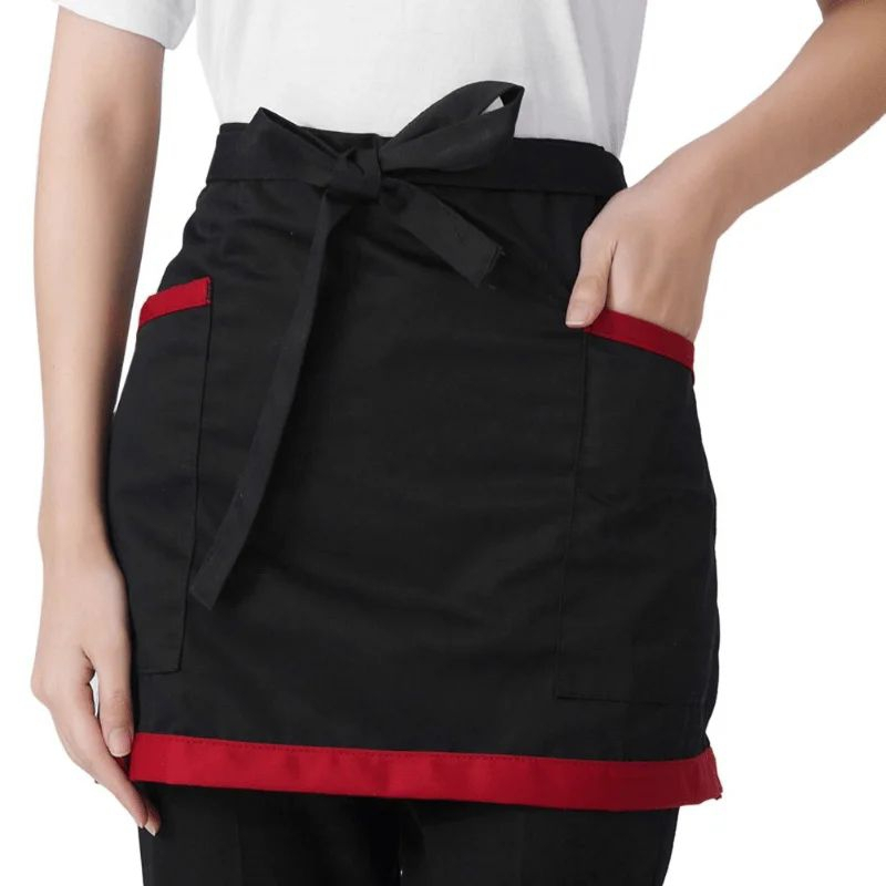 Avental de cintura em tecido 90x45cm com bolso preto e colorido