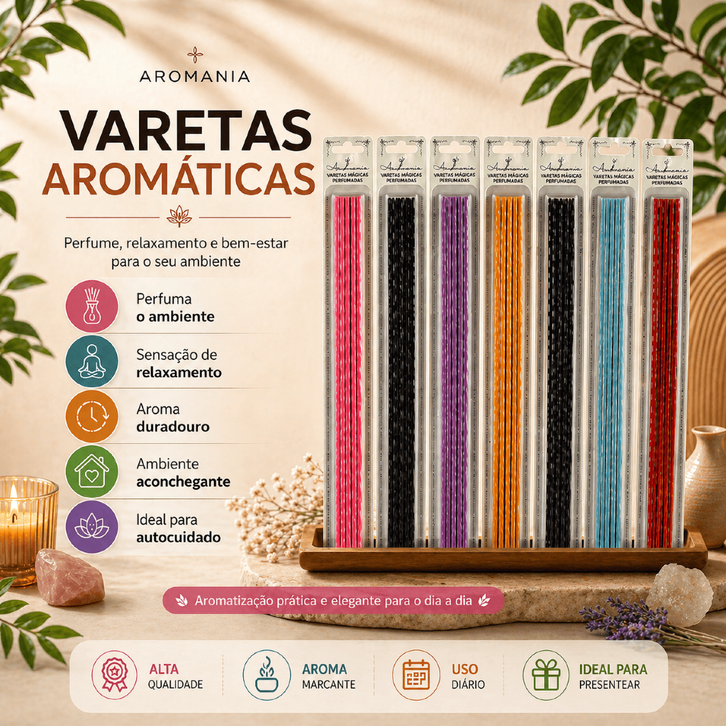 Vareta Perfumada Mágica Aromatizador Perfumado para Casa Banheiro e Carro - Kit 5 Unidades