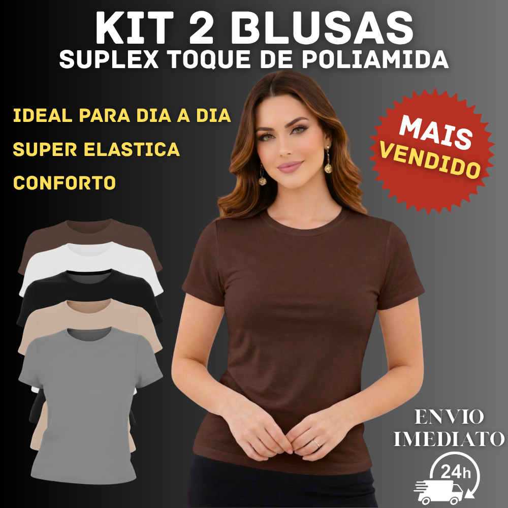 Kit 2 Blusas Femininas Suplex | Super Confortável | Não Aperta | Dia a Dia