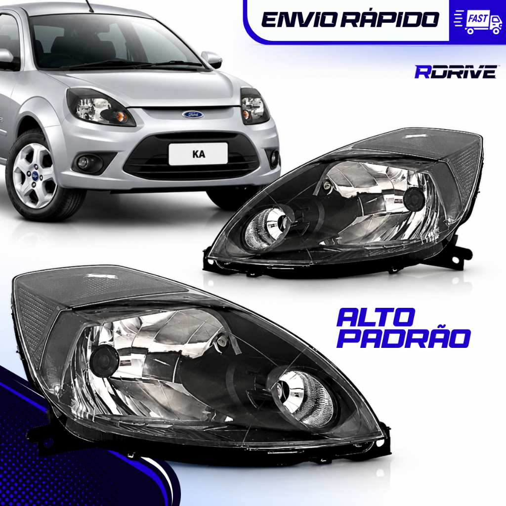Par Farol Ford Ka 2008 2009 2010 2011 2012 2013 2014 Black Ambos Lados Molde Original