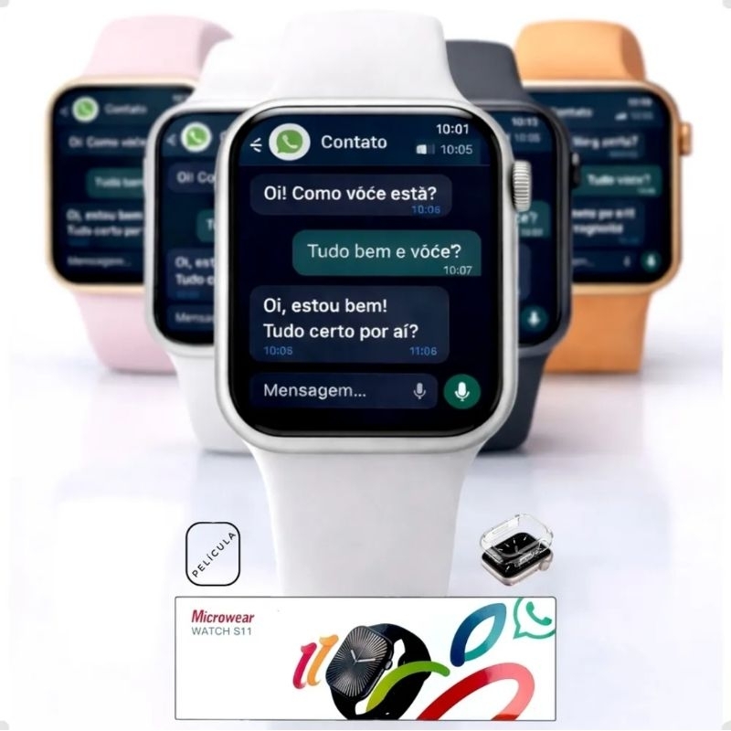Relógio Smartwatch RESPONDE WhatsApp tela Amoled monitoramento saúde s11 série 11 lançamento