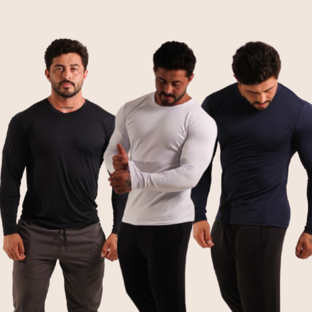 Kit 3 Blusa de Frio Segunda Pele Térmica Peluciada Manga Longa Masculina