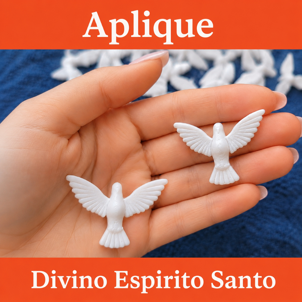 Kit 30 Apliques Mini Divino Espírito Santo Branco  Lembrancinha Batizado Casamento Crisma
