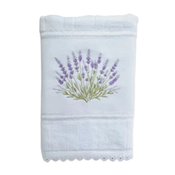 Toalha Lavabo Com Bordado Decorativo / Elegante - Lavandas Campo