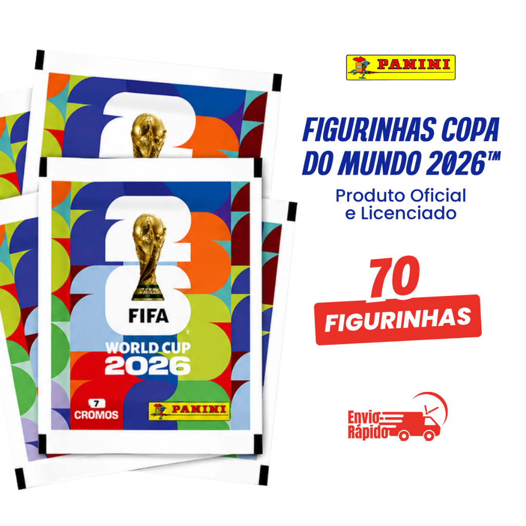 Figurinhas Copa do Mundo 2026 Kit 10 Pacotes 70 Figurinhas Oficiais Panini Complete seu Álbum