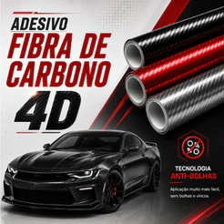 Adesivo Película Vinil Fibra de Carbono 4D para Envelopar Automoveis Carro Moto e Veiculo Pode Lavar