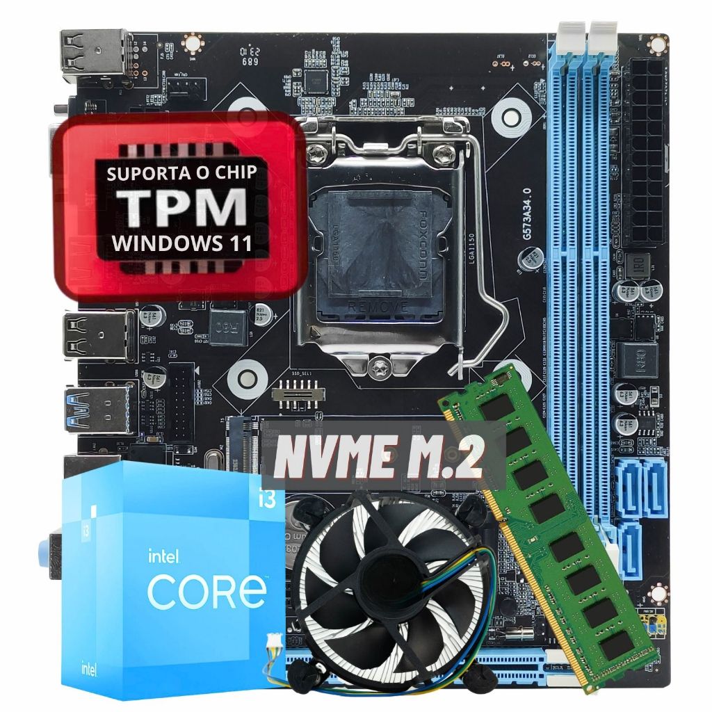 Kit I3 4130 + Placa Mãe lga1150 H81 + 8gb ou 16gb Ddr3 + Cooler 4 Geração