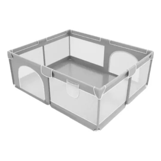 Chiqueirinho Infantil Cercado Cinza 180x150cm Dobrável Seguro Antiderrapante