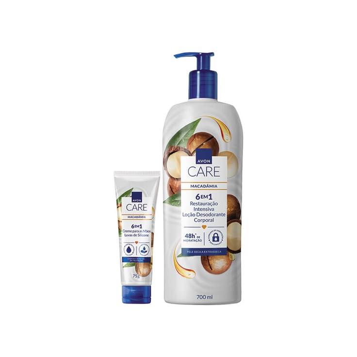 HIDRATANTE CORPORAL AVON CARE MACADÂMIA 700ML + LUVA DE SILICONE MACADÂMIA 75G