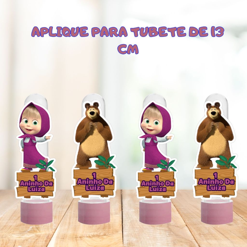 Apliques para Tubete Personalizados Masha e o urso | Qualquer Tema | Festa Infantil | Lembrancinhas