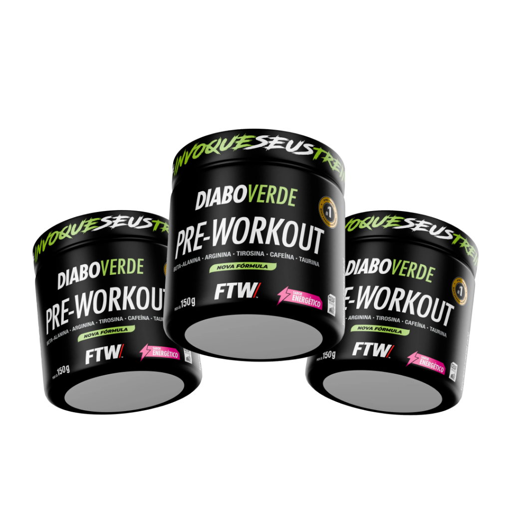 Kit 3x Pré Treino Diabo Verde Pre-Workout 150g - FTW