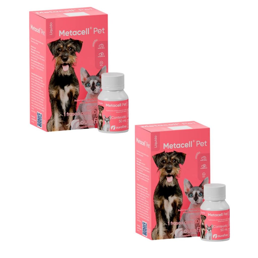 Kit 02 Metacell Pet 50ml Suplemento Vitamínico - Ouro Fino