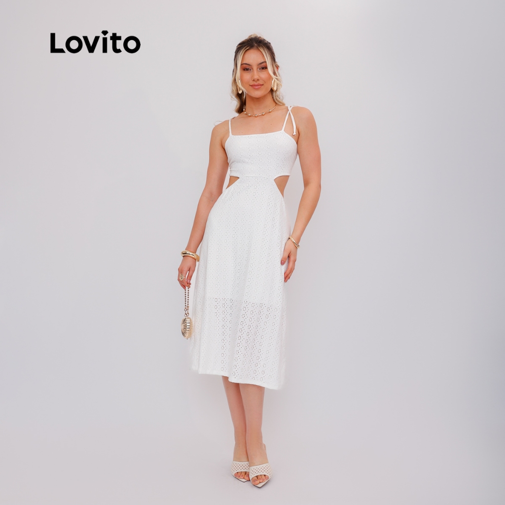 Lovito Vestido Feminino de Laise Midi com Recortes DRB1160BRL1190