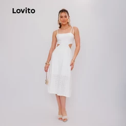 Lovito Vestido Feminino de Laise Midi com Recortes DRB1160BRL1190