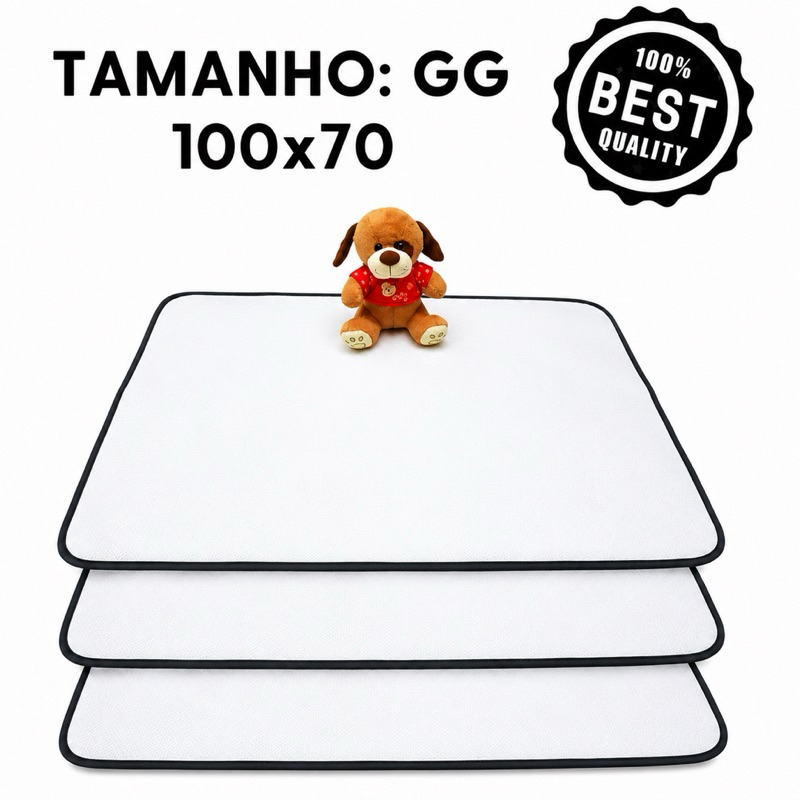 TAPETE HIGIÊNICO LAVÁVEL 100x70 - Kit com 3 tapetes. 200 lavagens