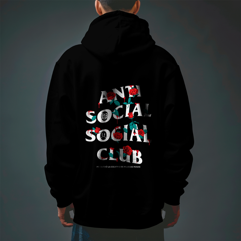 Moletom Blusa de Frio Anti Social Social Club Preto Flanelado Quentinho Casaco Rosas