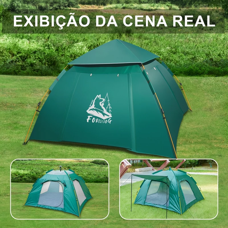Barraca de Camping Automática para 3-4 Pessoas 215x215x145cm