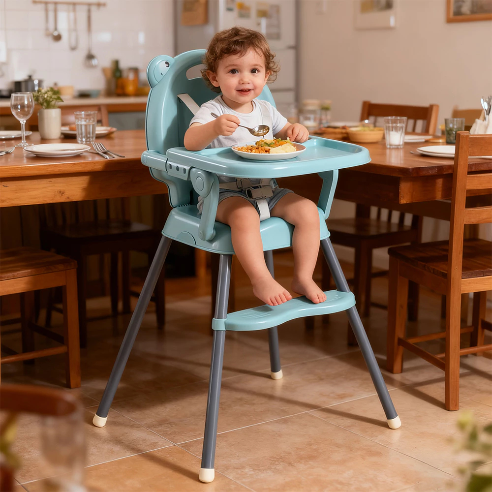 Cadeira de Alimentação Dobrável 0-4 Anos, Ajustável Altura Portátil com Mesa P19