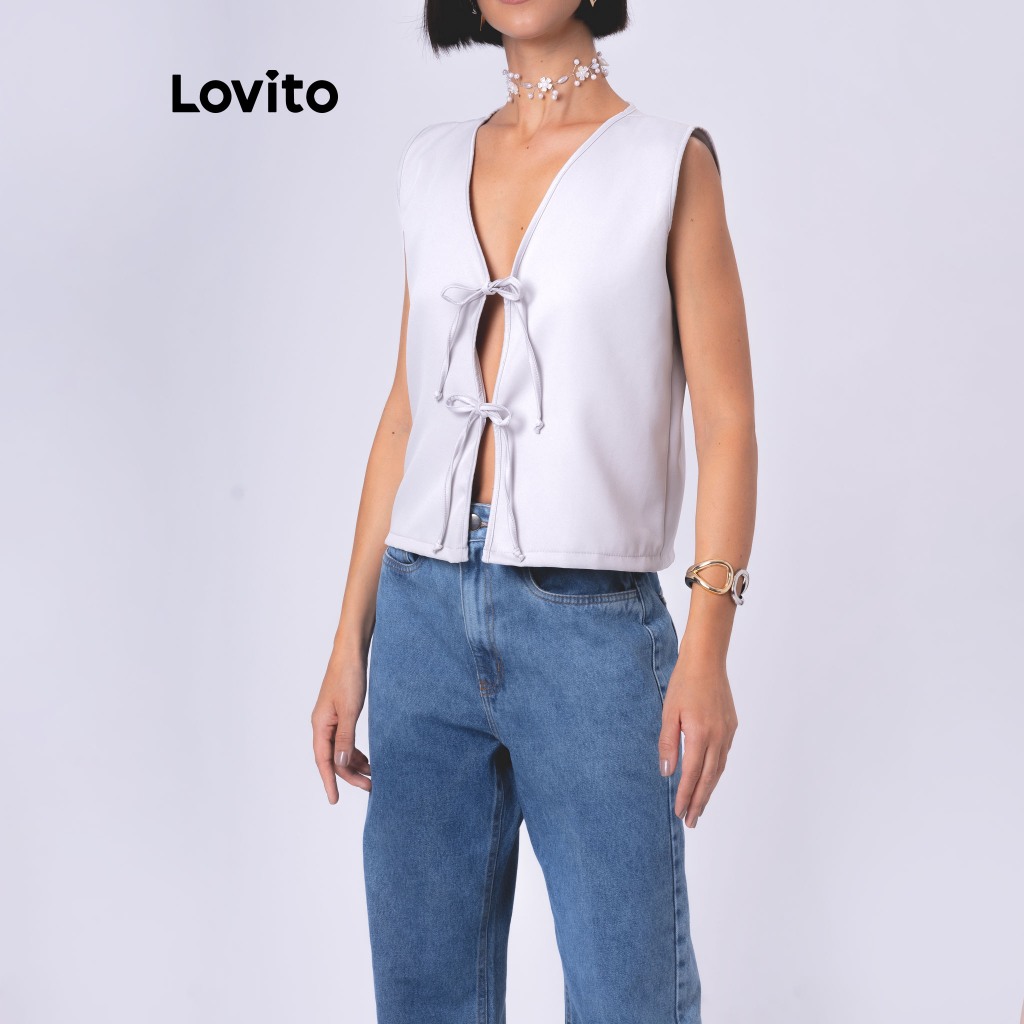 Lovito Colete Feminino com Laços na Frente BLB94BRL124