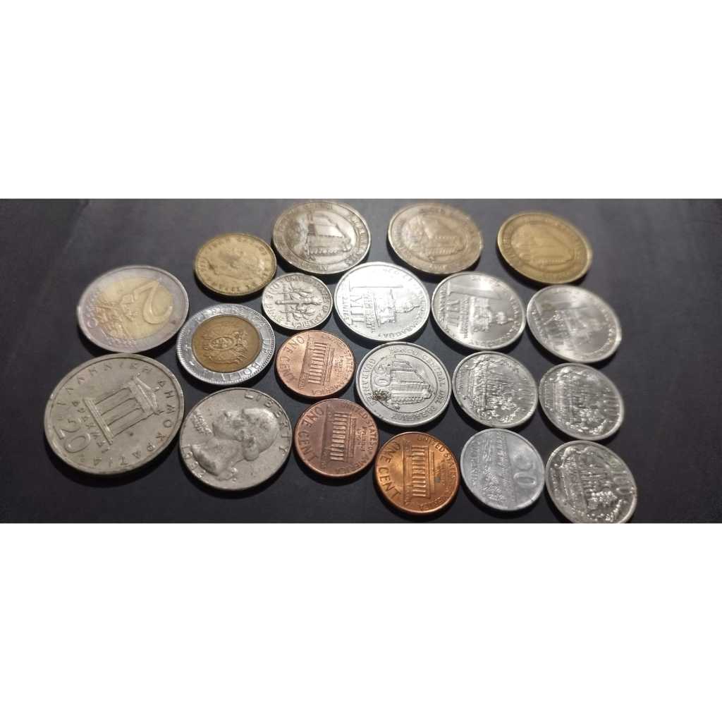 20 Moedas Países: Grécia, Alemanha, Bolívia, Espanha, Estados Unidos e Paraguay
