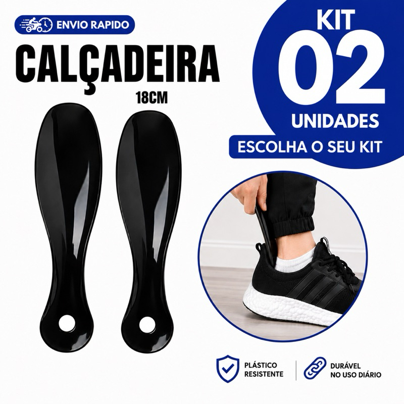 Kit 02 ou 1 Calçadeira de Plástico Ergonômica e Resistente para Sapatos - Praticidade e Conforto