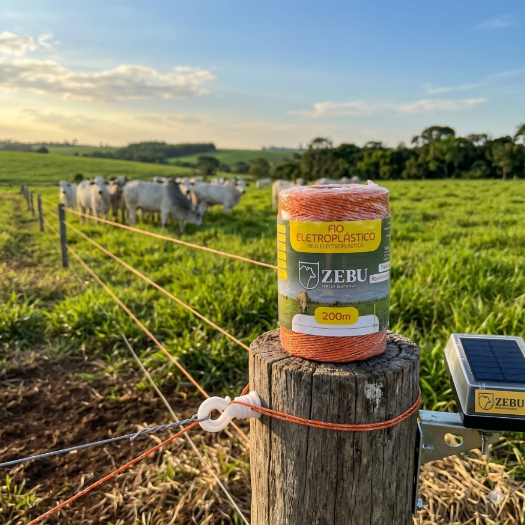 Fio Eletroplástico Zebu 200m Cerca Elétrica Rural Choque Proteção UV