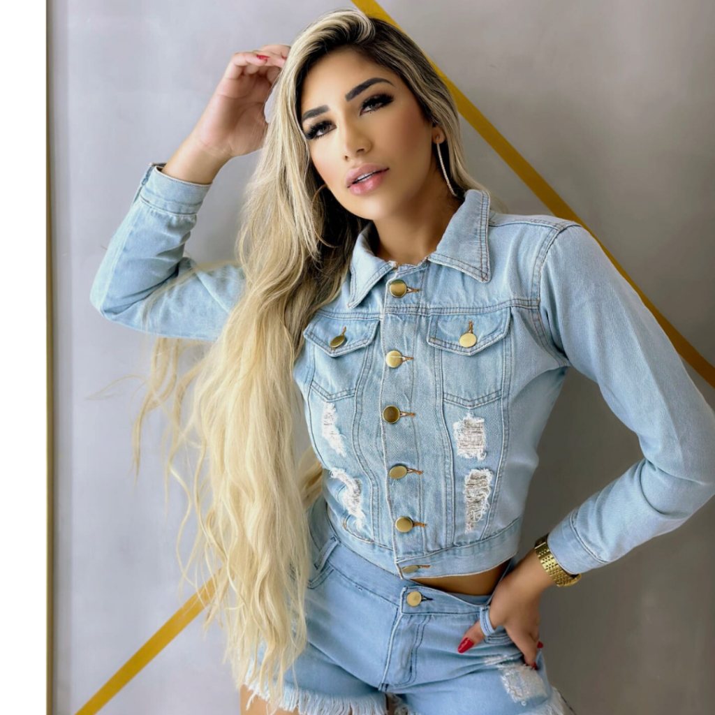Jaqueta Jeans Clara Detonada Moda Feminina,Soberano Stores