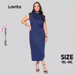 Lovito Vestido Feminino Midi de Malha Plus Size DRB1044BRL1074
