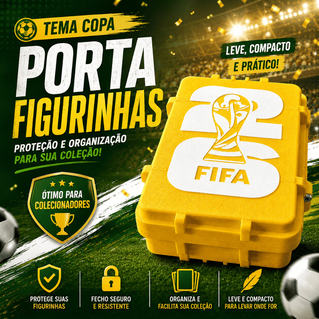 Porta Figurinhas Copa Futebol Estojo Organizador Para Colecionador Proteção Álbum Figurinha