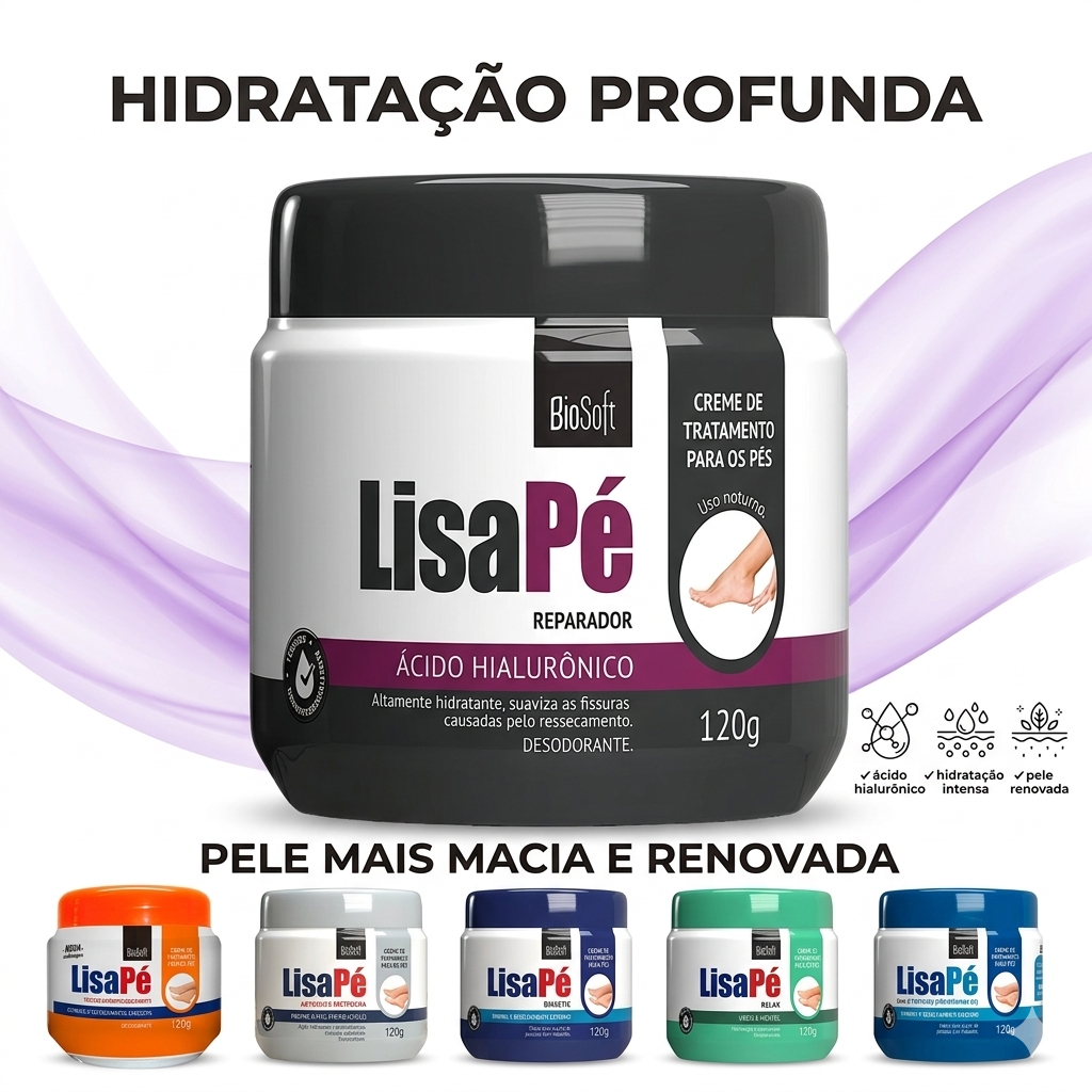 Lisa Pé Hialurônico 120g | Hidratação Profunda e Pele Mais Macia