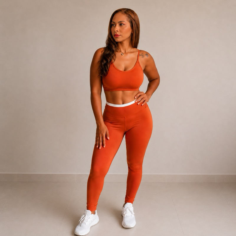 Conjunto Fitness Feminino Academia Cintura Alta Top Alcinha Legging Suplex Modelador
