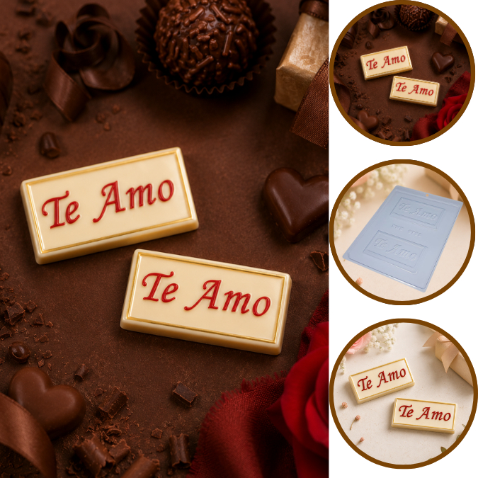 1~10 Forma Simples Tablete Te Amo 9793 (E3) em Acetato BWB Para Bombom e Doces....(CHOCO)