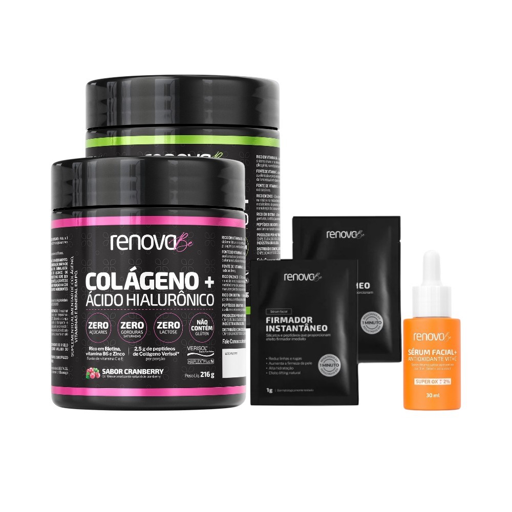 2 Colágenos Verisol com Ácido Hialurônico + Vitamina C - Renova Be