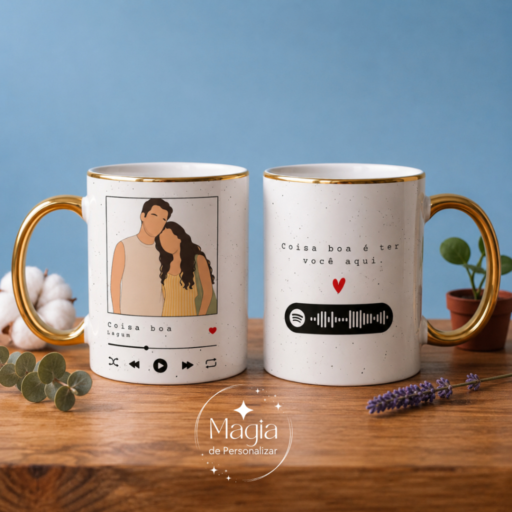 Caneca personalizada - Spotify Ilustração Presente de dia dos namorados, pais, amigos, família