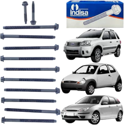 Kit com 12 Parafusos Cabeçote Para Ford Focus Fiesta Ka Courier Ecosport Motor Zetec Rocam 1.0 1.6