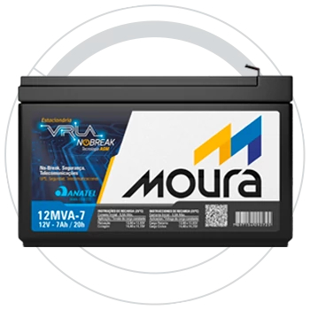 Bateria Moura 12MVA-7 12V 7Ah para alarme, cerca elétrica, no-break