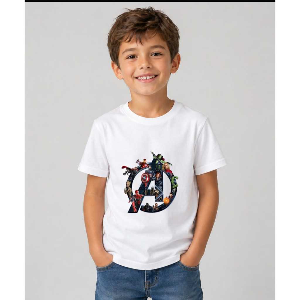 Camiseta Infantil Estampada Os Vingadores Super Poder Adventure  Camisa Personalizada Algodao