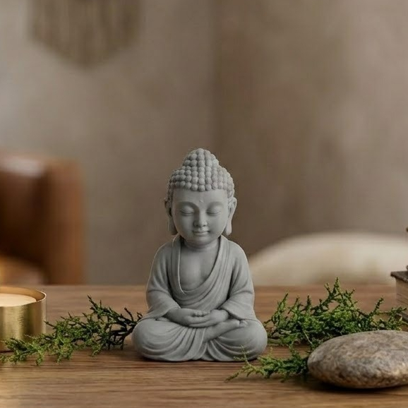 Imagem Estátua Buda Decorativo Meditação Escultura Zen Buddha Minimalista Sala Quarto Escritório