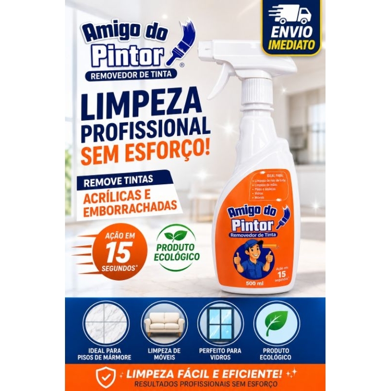 Removedor de Tinta Acrílica e Tinta Emborrachada Piso Porcelanato Móveis Vidros 500ML