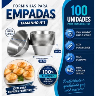 Kit C/100 forminhas de empadas N°1 para festas, lanchonetes, padarias e bares.
