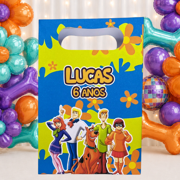 SACOLINHA PERSONALIZADA PARA LEMBRANCINHAS SCOOBY DOO BISCOITOS SCOOBY MÁQUINA DE MISTÉRIOS | SACOLA SURPRESA