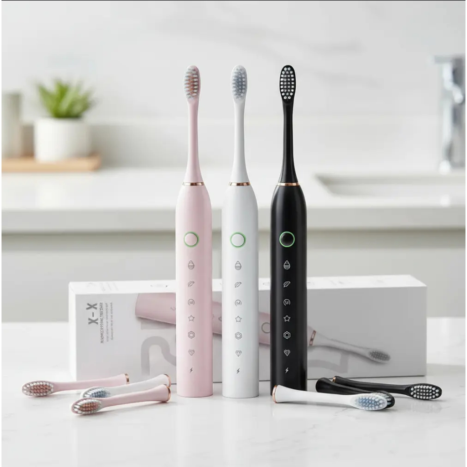 ESCOVA DE DENTES ELÉTRICA SÔNICA RECARREGÁVEL USB – LIMPEZA PROFISSIONAL EM CASA!