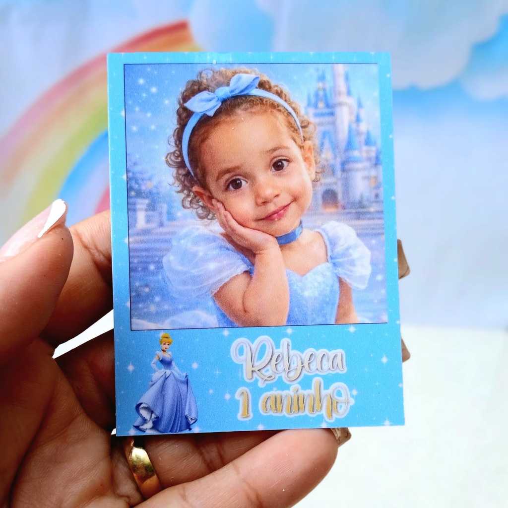 Imã de Geladeira Personalizado Lembrancinha Festa Infantil Foto Tema Cinderela Aniversário